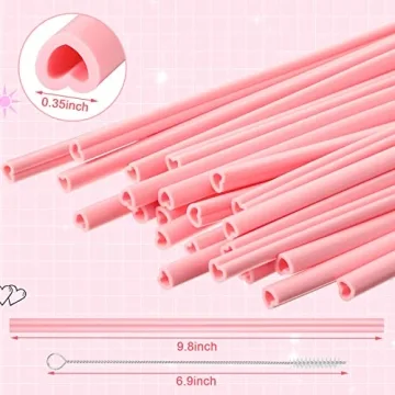 Jutom 25 Pack Valentine's Heart Shaped Silicone Straws