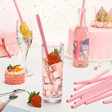 Jutom 25 Pack Valentine's Heart Shaped Silicone Straws