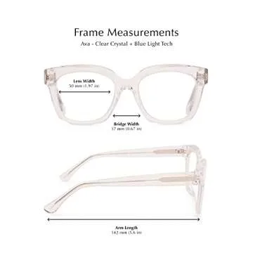 DIFF Reading glasses for Women, Lightweight Oversized Readers Ava 1.5 designer blue light glasses with magnification, Clear Crystal