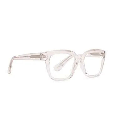 DIFF Reading glasses for Women, Lightweight Oversized Readers Ava 1.5 designer blue light glasses with magnification, Clear Crystal