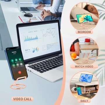 ROSYQUARZ Business Card Holder for Desk, Small Metal Cell Phone Stand, Cute Rose Gold Business Name Cards Display Holder Used on Office Desktop for Women and Men(Rose Gold-1PC)