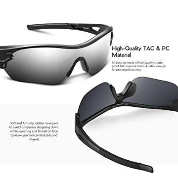 BEACOOL Polarized Sports Sunglasses for Men Women Youth Baseball Cycling Running Driving Fishing Golf Motorcycle TAC Glasses