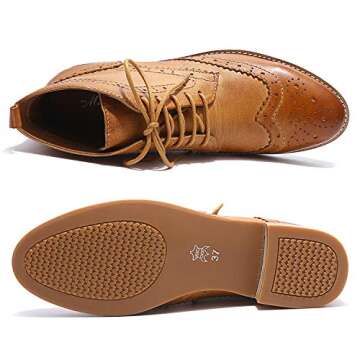 Mona Flying Women's Lace-up Oxford Brogue Boots - Comfort & Style