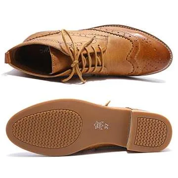 Mona Flying Women's Lace-up Oxford Brogue Boots - Comfort & Style