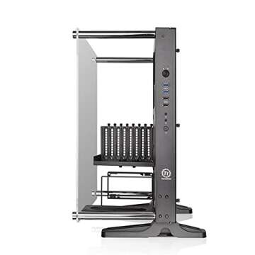 Thermaltake Core P3 ATX Tempered Glass Gaming Computer Case Chassis, Open Frame Panoramic Viewing, Glass Wall-Mount, Riser Cable Included, Black Edition, CA-1G4-00M1WN-06