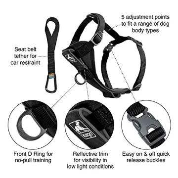 Kurgo Tru-Fit Smart Harness for Dogs with Seatbelt Tether