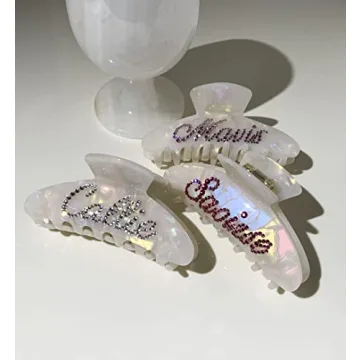 Personalized Rhinestone Hair Clips French Design Custom Barrettes