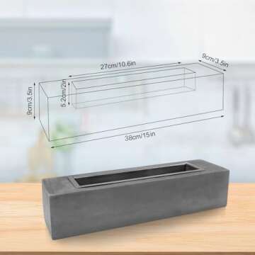 Large Table Top Fire Pit - Rectangular Alcohol Firepit Decorations Concrete Tabletop Fireplace Indoor Outdoor Decor Portable Smores Maker for Patio Balcony