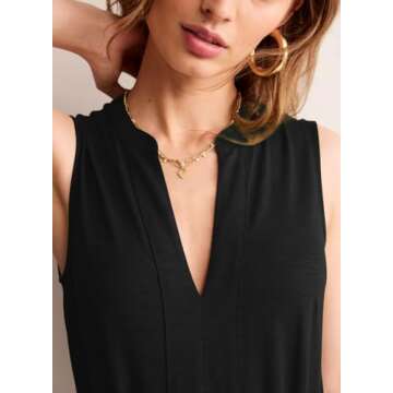 BLENCOT Jumpsuits for Women Dressy Summer Belted Romper Casual Sleeveless V Neck High Waist Wide Leg One Piece Outfits with Pockets Black S