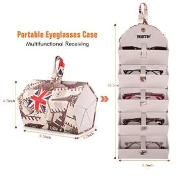 SMARTTOP Sunglasses Organizer,5 Slot Eyeglasses Storage Organizer-Roll Up Sunglasses Display Travel ...