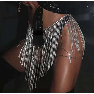 Fstrend Rhinestone Body Chains Crystal Dance Skirts Tassel Sexy Bikini Beach Chain Hip Waist Belts F...