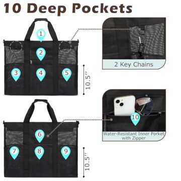 Fammart Extra Large Mesh Beach Bag for Family