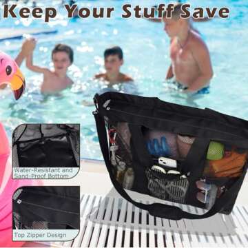 Fammart Extra Large Mesh Beach Bag for Family