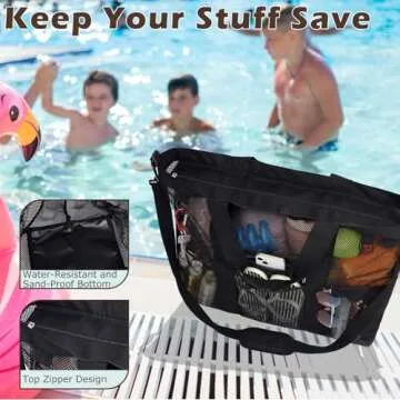 Fammart Extra Large Mesh Beach Bag for Family