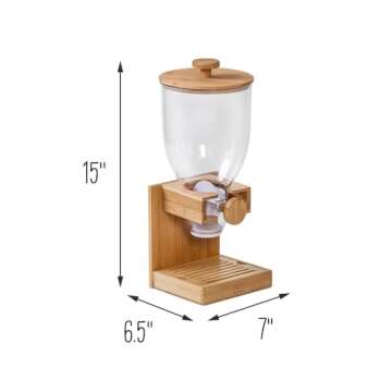 Honey-Can-Do Bamboo Cereal Dispenser, Food Storage Container for Pantry, Kitchen Counter, Organization and Storage KCH-09867 Natural