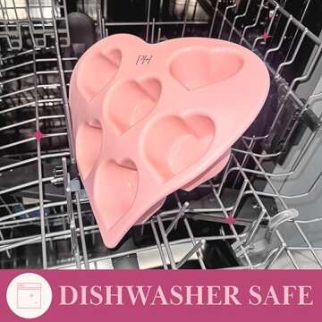 Paris Hilton Heart Silicone Cake Pan, Nonstick Heart Shaped Mold, Oven Safe Bakeware for Cakes, Brownies, and Desserts, 6-Cup, Pink