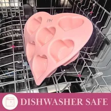 Paris Hilton Heart Silicone Cake Pan, Nonstick Heart Shaped Mold, Oven Safe Bakeware for Cakes, Brownies, and Desserts, 6-Cup, Pink