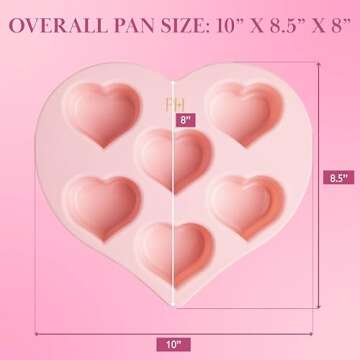 Paris Hilton Heart Silicone Cake Pan, Nonstick Heart Shaped Mold, Oven Safe Bakeware for Cakes, Brownies, and Desserts, 6-Cup, Pink