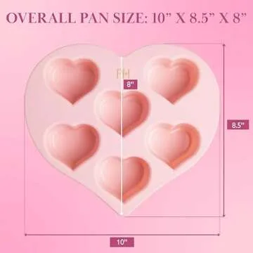 Paris Hilton Heart Silicone Cake Pan, Nonstick Heart Shaped Mold, Oven Safe Bakeware for Cakes, Brownies, and Desserts, 6-Cup, Pink