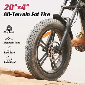 E2 Electric Bike for Adults,750W Ebike with 48V13Ah Removable Battery,All-Terrain 20" Fat Tire Electric Bikes Up to 28MPH & 46.6Miles,Full Suspension,Cruise Control,UL Certified,Moped E-bike