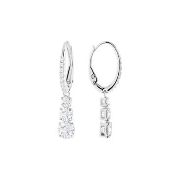 Swarovski Trilogy Drop Earrings with White Crystals