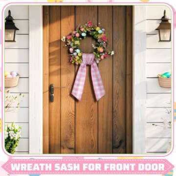 CraftyDream Wreath Sash for Front Door Wreath Satin Sash Blank Sashes Embroidery Monogram Yard Doorw...