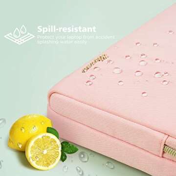 KIZUNA Laptop Bag Case 14 Inch Shoulder Sleeve Briefcase For 15" Macbook air M3 2024 M2/IdeaPad Slim 3i 14"/14" Yoga Slim Pro X/14 Lenovo IdeaPad 3i Gen/Flex 5/14.4" Surface Laptop Studio 2,Pink