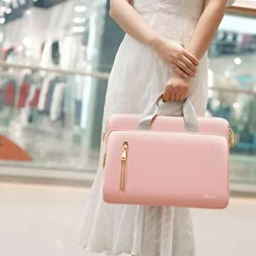 KIZUNA Laptop Bag Case 14 Inch Shoulder Sleeve Briefcase For 15" Macbook air M3 2024 M2/IdeaPad Slim 3i 14"/14" Yoga Slim Pro X/14 Lenovo IdeaPad 3i Gen/Flex 5/14.4" Surface Laptop Studio 2,Pink