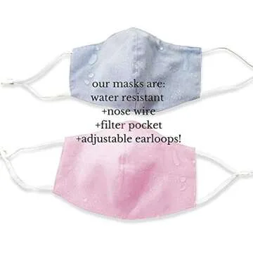 Three Pack of Reusable Face Masks - Water-Resistant Mask Made with Breathable Cotton, Adjustable Mask, Washable Cloth Mask - Adult Face Masks For Women and Men - Fabric Mask w/ 5 PM 2.5 Carbon Filters