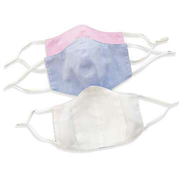 Three Pack of Reusable Face Masks - Water-Resistant Mask Made with Breathable Cotton, Adjustable Mask, Washable Cloth Mask - Adult Face Masks For Women and Men - Fabric Mask w/ 5 PM 2.5 Carbon Filters