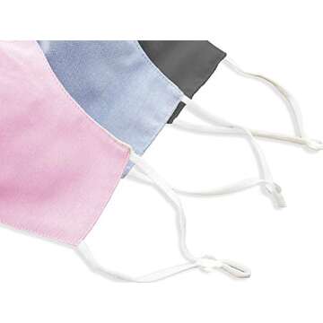 Three Pack of Reusable Face Masks - Water-Resistant Mask Made with Breathable Cotton, Adjustable Mask, Washable Cloth Mask - Adult Face Masks For Women and Men - Fabric Mask w/ 5 PM 2.5 Carbon Filters