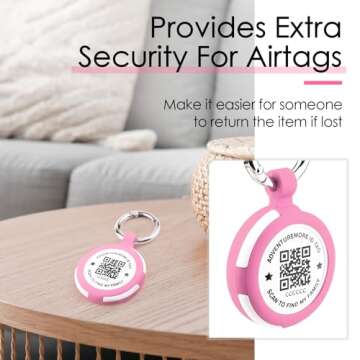 ADVENTUREMORE Airtags Holder with QR Code Smart Pet ID Tag Personalized Dog Tag, Waterproof Dustproo...