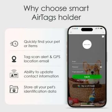 ADVENTUREMORE Airtags Holder with QR Code Smart Pet ID Tag Personalized Dog Tag, Waterproof Dustproof Air Tags Case with Smart ID Tag& Anti-Lost O-Ring for Pet, Bag, Key Pink