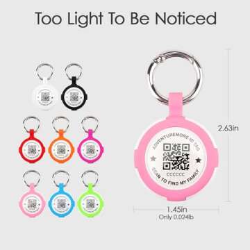 ADVENTUREMORE Airtags Holder with QR Code Smart Pet ID Tag Personalized Dog Tag, Waterproof Dustproof Air Tags Case with Smart ID Tag& Anti-Lost O-Ring for Pet, Bag, Key Pink
