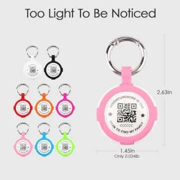 ADVENTUREMORE Airtags Holder with QR Code Smart Pet ID Tag Personalized Dog Tag, Waterproof Dustproof Air Tags Case with Smart ID Tag& Anti-Lost O-Ring for Pet, Bag, Key Pink