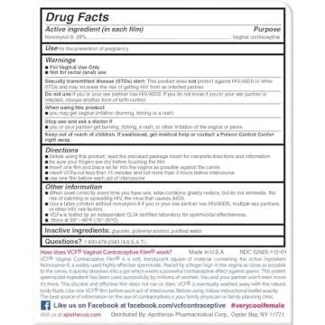 VCF Vaginal Contraceptive Film with Spermicide, 2 Boxes of 9 Prevent Pregnancy, Nonoxyl-9 Kills Sperm on Contact, Hormone-Free, Easy to Use, Unnoticeable, 18 Total…