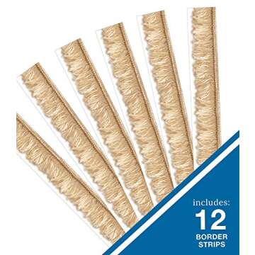 Schoolgirl Style Simply Boho Fringe Bulletin Board Borders, 36 Feet of Straight Fringe Classroom Borders for Bulletin Board, White Board, Cork Board, Desk Decor, Boho Decor, and Classroom Decor