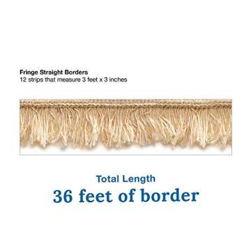 Schoolgirl Style Simply Boho Fringe Bulletin Board Borders, 36 Feet of Straight Fringe Classroom Borders for Bulletin Board, White Board, Cork Board, Desk Decor, Boho Decor, and Classroom Decor