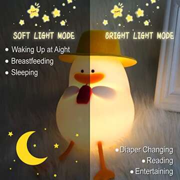 Duck Night Light, 6 Cute Colors Changing Night Light for Bedroom Rechargeable Silicone Duck Cute Lamp Birthday Gifts for Kids Baby Toddler Teen Silicone Kawaii Nightlight Nursery Room Decor