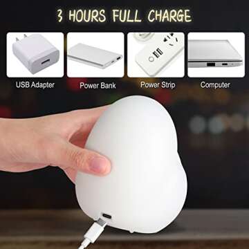 Duck Night Light, 6 Cute Colors Changing Night Light for Bedroom Rechargeable Silicone Duck Cute Lamp Birthday Gifts for Kids Baby Toddler Teen Silicone Kawaii Nightlight Nursery Room Decor