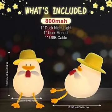 Duck Night Light, 6 Cute Colors Changing Night Light for Bedroom Rechargeable Silicone Duck Cute Lamp Birthday Gifts for Kids Baby Toddler Teen Silicone Kawaii Nightlight Nursery Room Decor