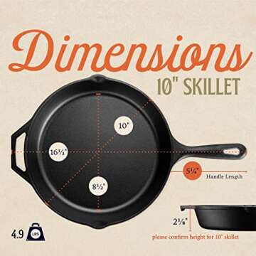 LEGEND COOKWARE Cast Iron Skillet with Lid | Large 10” Frying Pan with Glass Lid & Silicone Handle...