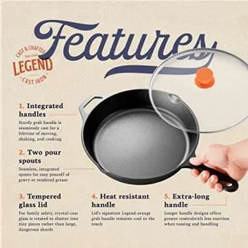 Cast Iron Skillet with Lid for Versatile Cooking