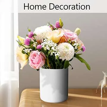 LATCHHOOK White utensil holder for Countertop, Glossy White Ceramic Utensil Holder for Kitchen Counter Easy to Clean, Modern Small Cooking Utensil Holder Spatula Crock for Décor, 4.5×6.4 IN