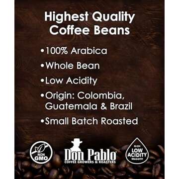 2LB Don Pablo Gourmet Coffee - Signature Blend - Medium Dark Roast - Whole Bean Coffee - 100% Arabic...
