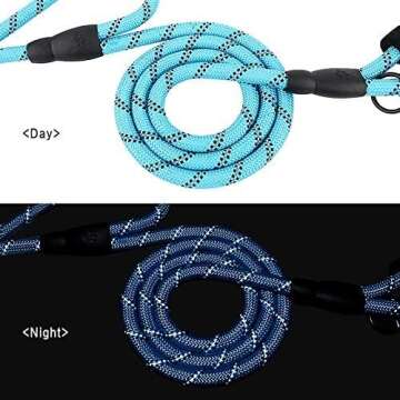 Plutus Pet Rope Dog Leash 6ft Long,Traffic Padded Two Handle,Heavy Duty,Reflective Double Handles Lead for Control Safety Training,Leashes for Large Dogs or Medium Dogs,Dual Handles Leads(Light Blue)