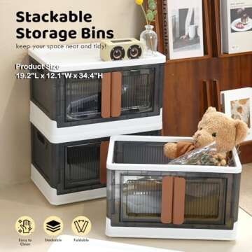 AJP Distributors 6 Pack of 8.5 GAL Collapsible Storage Bins with Lids