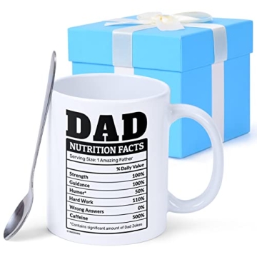 Wassmin Dad Mug Gifts for Dad from Daughter, Son - Funny Dad Nutrition Fact Coffee Mugs Gift - Great...