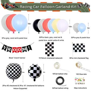 Race Balloon Garland Kit for Birthday and Baby Showers