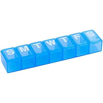 Ezy Dose Weekly (7-Day) Pill Organizer, Vitamin and Medicine Box, Medium Compartments, Colors may vary, Made in the USA